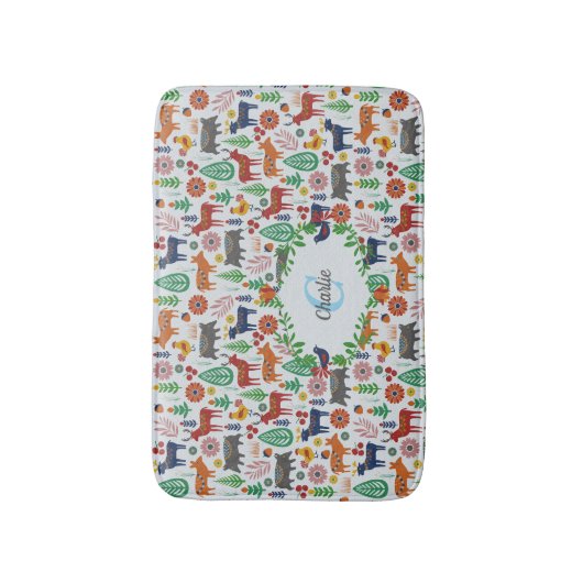 Scandinavische Folk Art Monogram Patroon Boho Mode Badmat (Voorkant Verticaal)