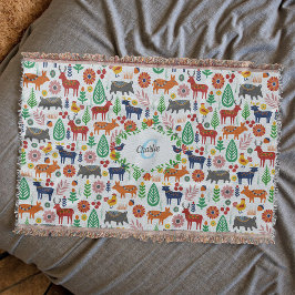 Scandinavische Folk Art Monogram Patroon Boho Mode Deken