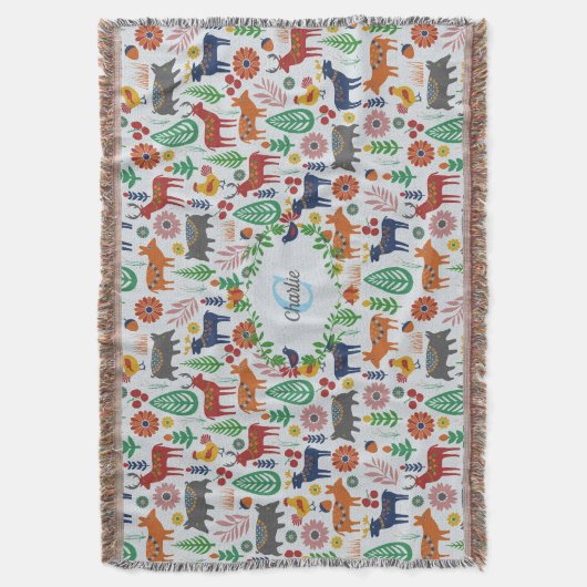 Scandinavische Folk Art Monogram Patroon Boho Mode Deken (Voorkant Verticaal)