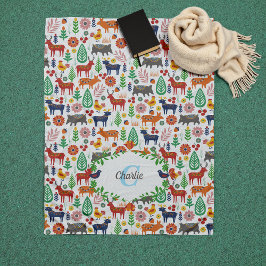 Scandinavische Folk Art Monogram Patroon Boho Mode Fleece Deken