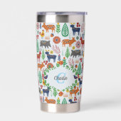 Scandinavische Folk Art Monogram Patroon Boho Mode Geïsoleerde Drinkbeker (Links)