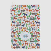 Scandinavische Folk Art Monogram Patroon Boho Mode Golfhanddoek (Voorkant)