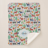 Scandinavische Folk Art Monogram Patroon Boho Mode Sherpa Deken (Voorkant)