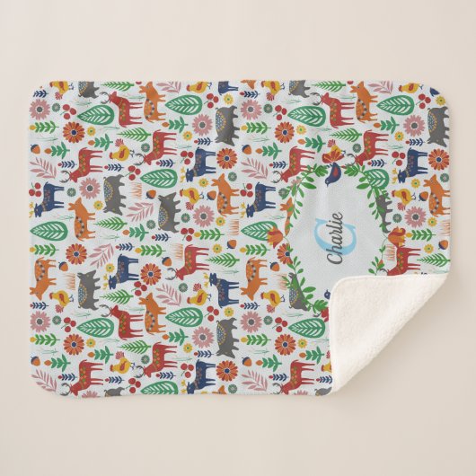 Scandinavische Folk Art Monogram Patroon Boho Mode Sherpa Deken (Voorkant (horizontaal))