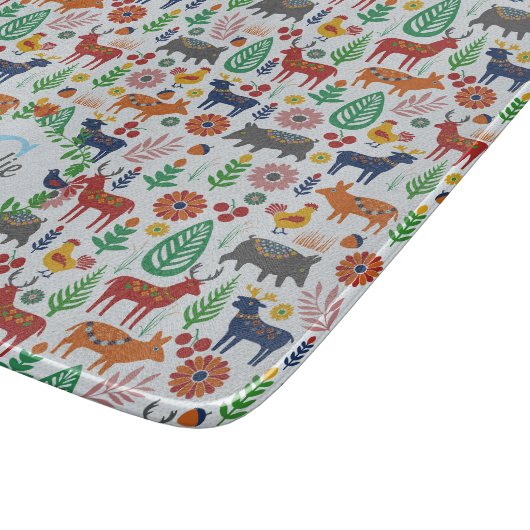 Scandinavische Folk Art Monogram Patroon Boho Mode Snijplank (Hoek)