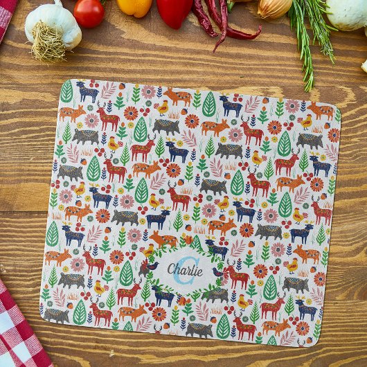 Scandinavische Folk Art Monogram Patroon Boho Mode Snijplank