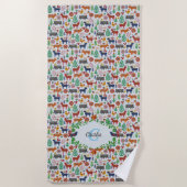 Scandinavische Folk Art Monogram Patroon Boho Mode Strandlaken (Voorkant)