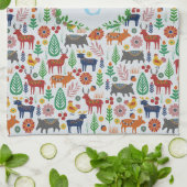 Scandinavische Folk Art Monogram Patroon Boho Mode Theedoek (Gevouwen)