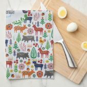 Scandinavische Folk Art Monogram Patroon Boho Mode Theedoek (Quarter Fold)