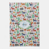 Scandinavische Folk Art Monogram Patroon Boho Mode Theedoek (Verticaal)