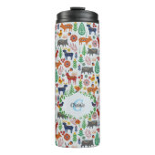 Scandinavische Folk Art Monogram Patroon Boho Mode Thermosbeker (Voorkant)