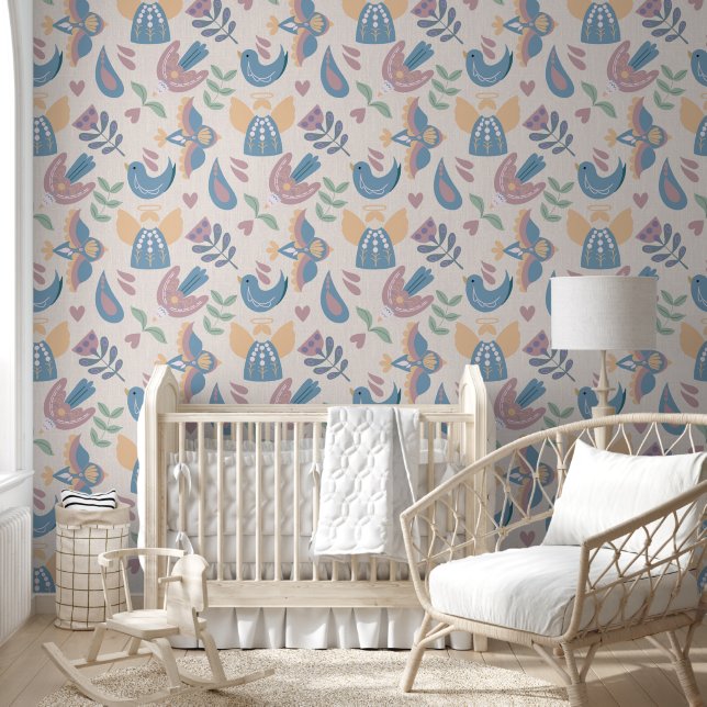 Scandinavische Folk Art Nursery Behang (Kinderen)