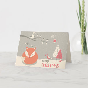 Scandinavische Folk Art Red Fox Kerstmis Feestdagen Kaart