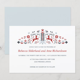 Scandinavische Folk Art Reindeer and Hearts Weddin Kaart