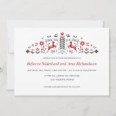 Scandinavische Folk Art Reindeer and Hearts Weddin Kaart (Voorkant)