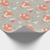 Scandinavische Folk Art Rode Vos Bloemen Cadeaupapier (Hoek)