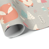 Scandinavische Folk Art Rode Vos Bloemen Cadeaupapier (Rol Hoek)