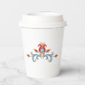 Scandinavische Folk Art Rosemalling Personalized Papieren Bekers (Achterkant)