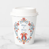 Scandinavische Folk Art Rosemalling Personalized Papieren Bekers (Voorkant)