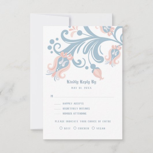 Scandinavische Folk Art RSVP-kaart RSVP Kaartje (Voorkant)