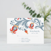 Scandinavische Folk Art RSVP-kaart RSVP Kaartje (Staand voorkant)