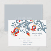 Scandinavische Folk Art RSVP-kaart RSVP Kaartje (Voorkant / Achterkant)