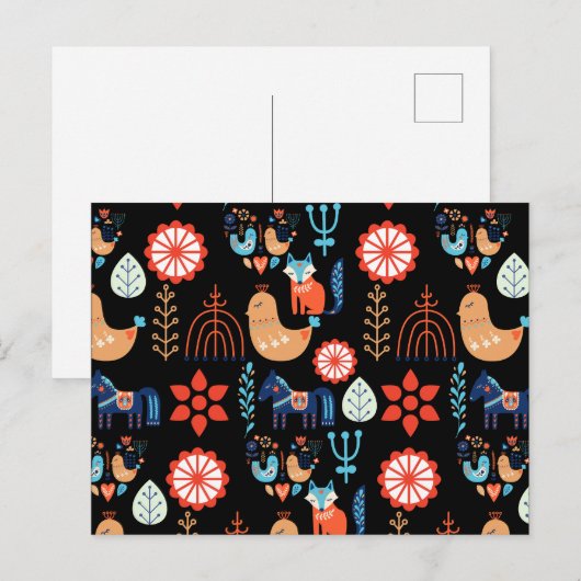 Scandinavische Folk Art Scandinavische minimalisti Briefkaart (Voorkant / Achterkant)