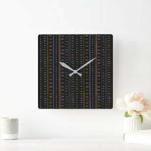 Scandinavische Folk Art Square Wall Clock Vierkante Klok