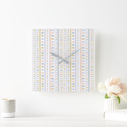 Scandinavische Folk Art Square Wall Clock Vierkante Klok (Huis)