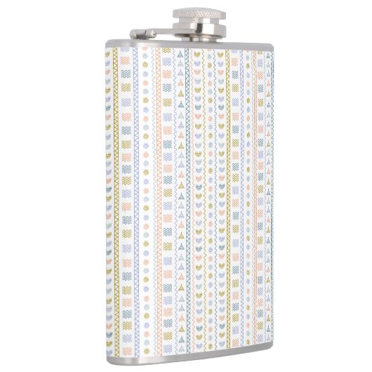 Scandinavische Folk Art Sun & Wave Pattern Flask Heupfles (Rechts)