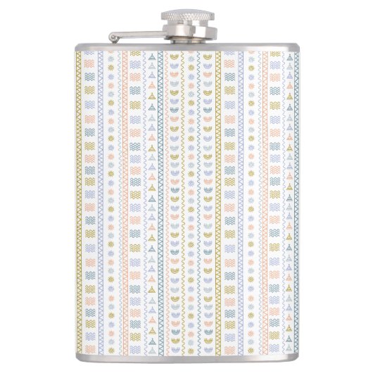 Scandinavische Folk Art Sun & Wave Pattern Flask Heupfles (Voorkant)