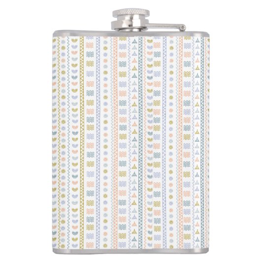 Scandinavische Folk Art Sun & Wave Pattern Flask Heupfles (Achterkant)