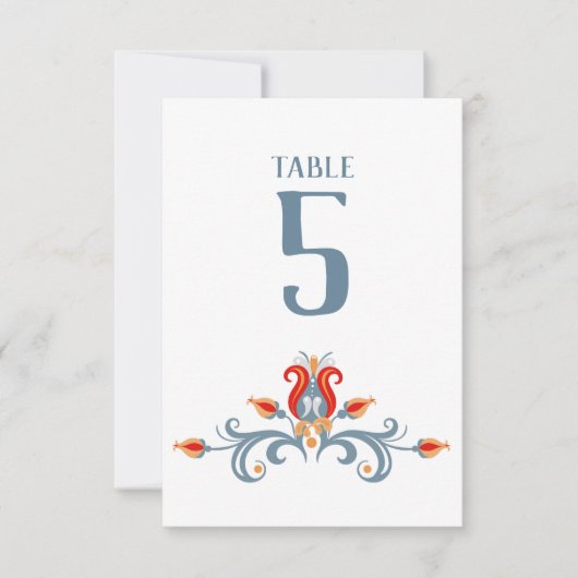 Scandinavische Folk Art Velkommen Table Number 3.5 Kaart (Voorkant)