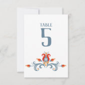 Scandinavische Folk Art Velkommen Table Number 3.5 Kaart (Achterkant)