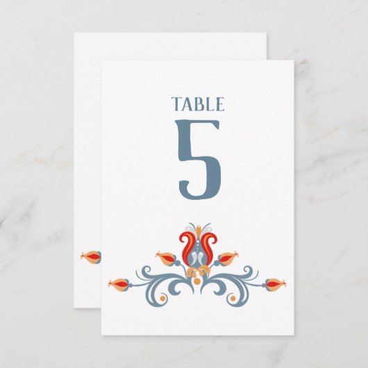 Scandinavische Folk Art Velkommen Table Number 3.5 Kaart (Voorkant / Achterkant)