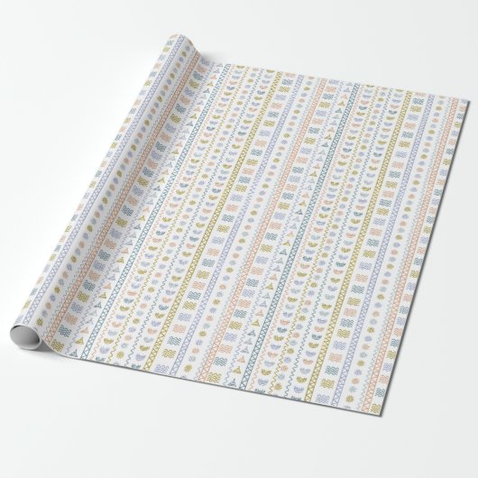 Scandinavische Folk Art Wrapping Paper Cadeaupapier (Uitgerold)