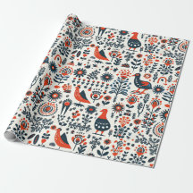 Scandinavische Folk Art Wrapping Paper