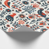 Scandinavische Folk Art Wrapping Paper Cadeaupapier (Hoek)