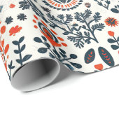 Scandinavische Folk Art Wrapping Paper Cadeaupapier (Rol Hoek)
