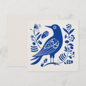 Scandinavische Folk Bird Art Kaart (Voorkant / Achterkant)