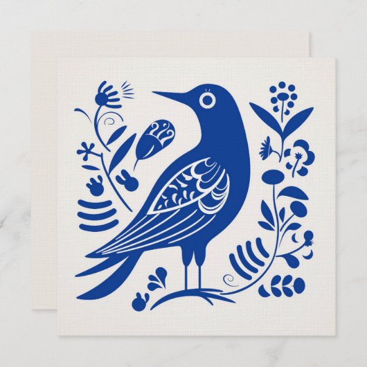 Scandinavische Folk Bird Art Kaart (Voorkant / Achterkant)