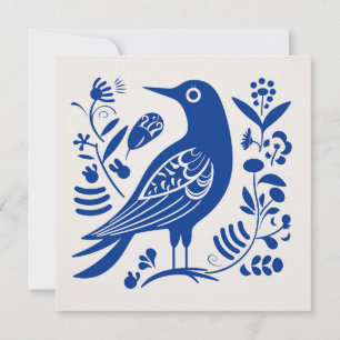 Scandinavische Folk Bird Art Kaart
