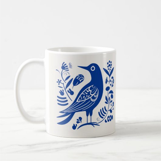 Scandinavische Folk Bird Coffee Mok (Links)