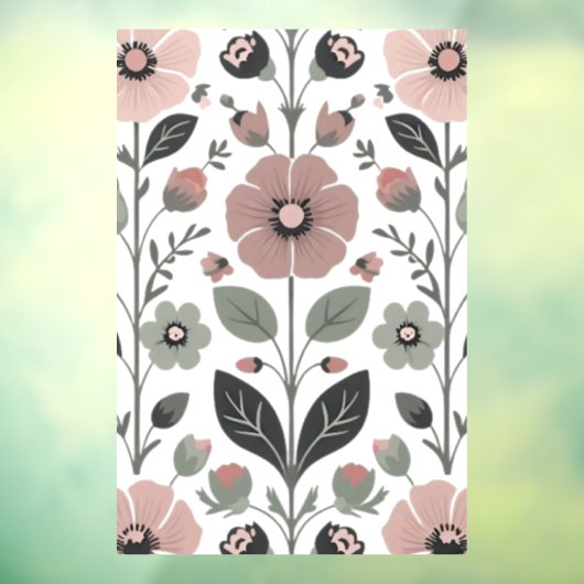 Scandinavische folk bloemen – gestileerde primrose raamsticker (Vel 3)
