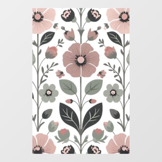 Scandinavische folk bloemen – gestileerde primrose raamsticker (Vel)