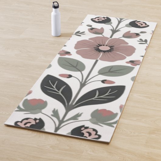 Scandinavische folk bloemen – gestileerde primrose yogamat (In situ)