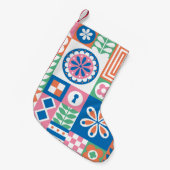 Scandinavische folk bloemig Abstract patroon Kleine Kerstsok (Voorkant (Hangend))