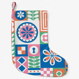 Scandinavische folk bloemig Abstract patroon Kleine Kerstsok