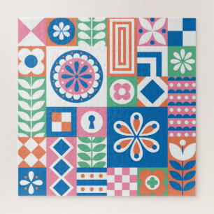 Scandinavische folk bloemig Abstract patroon Legpuzzel
