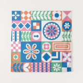 Scandinavische folk bloemig Abstract patroon Wandkleed (Voorkant (horizontaal))